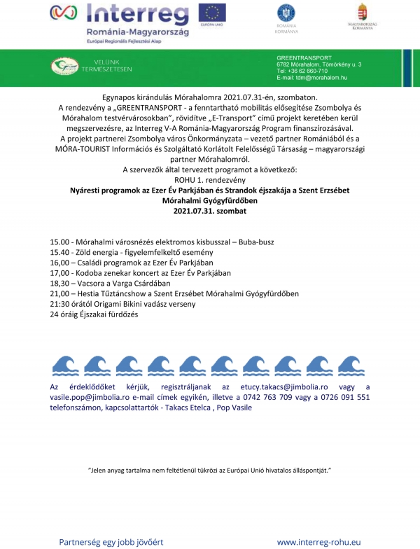 Nyáresti programok 2021.07.31-én, szombaton.